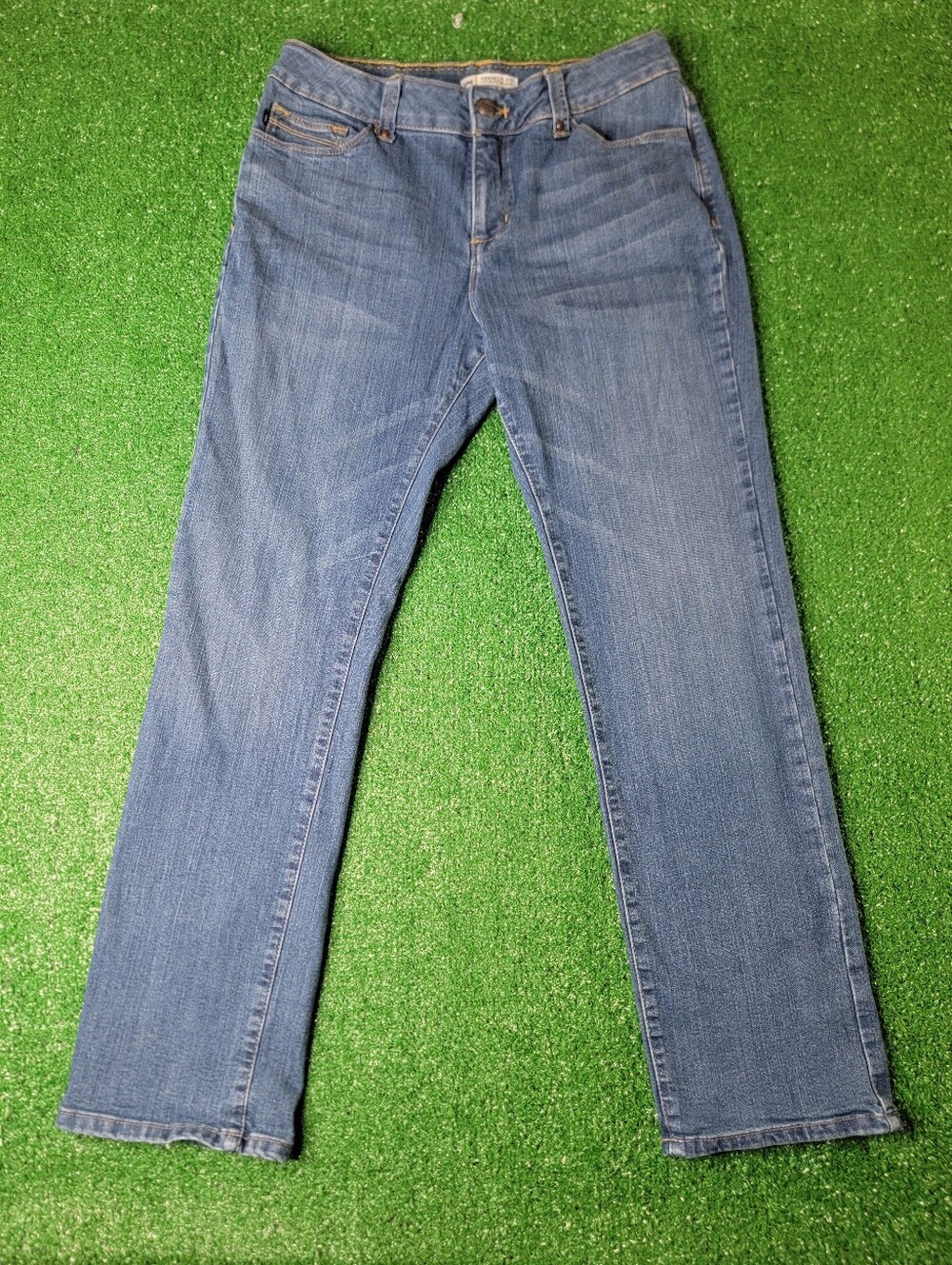 Lee Perfect Fit Women's Denim Blue Jeans Size 14 Straight Leg 30x31 Stretch